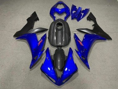 04-06 Style Bleu Brillant & Fibre De Carbone Yamaha R1 Carénage Moto