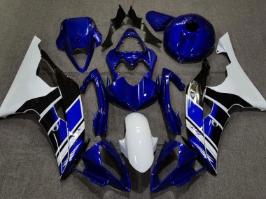 08-16 Bleu Foncé & Blanc Personnalisé Yamaha R6 Carénage Moto
