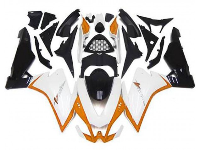 10-15 Blanc Brillant & Orange Aprilia RSV4 1000 Carénage Moto